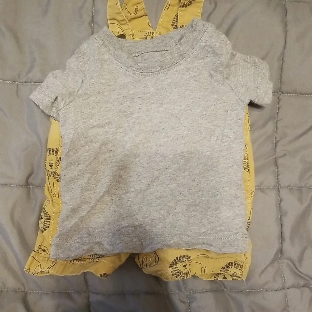 Carter's Brown Baby Boys 2-Piece Tee and Lion Shortalls Set
